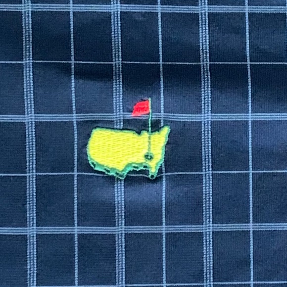 Masters Tech Blue Windowpane Print Golf Polo Shirt, Size Medium - Picture 4 of 10